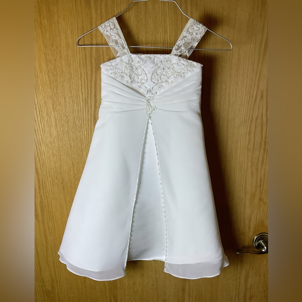 David's Bridal White Lace Kids Dress